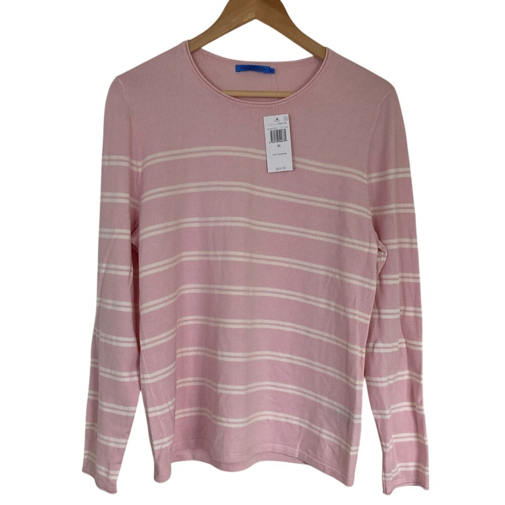 J McLaughlin Womens Pastel Pink Striped Poet‎ Sweater Size XL Long Sleeve NWT